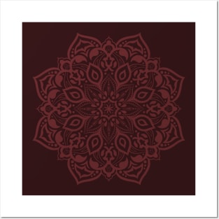 Elegant dark red mandala - subtle tone on tone Posters and Art